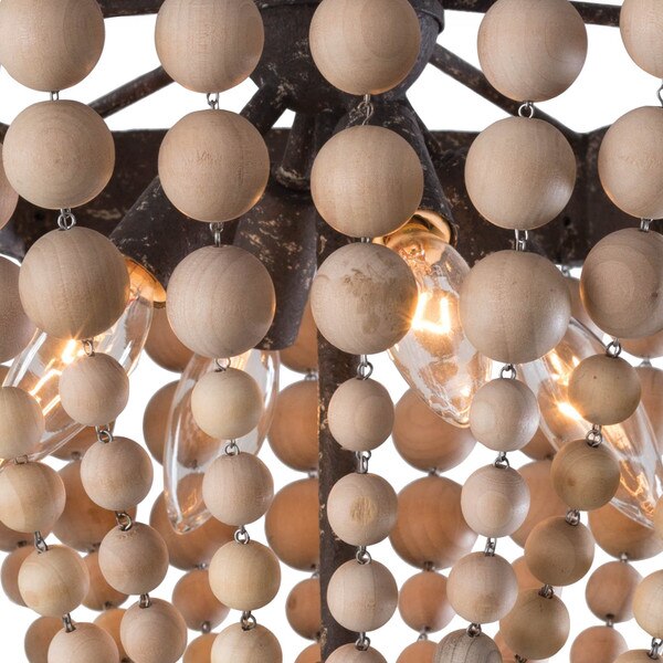 Wood Beaded Semi Flush Mount